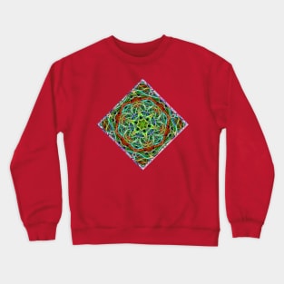 Feathered texture mandala in green and brown Crewneck Sweatshirt